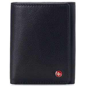 Alpine Swiss Mens Leon Trifold Wallet RFID Safe Bifold Genuine Leather ID Window